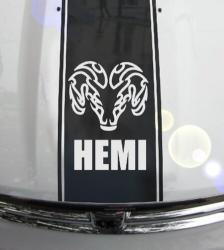 Ram Head Hood Stripe Vinyl Decal Sticker Graphic DHS-012B for Dodge Ram 1500 2500 3500