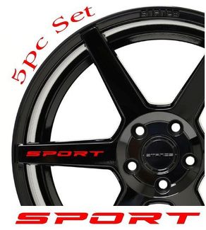 SPORT Decal Sticker Wheels Rims Racing Sport car Sticker Emblem logo 5pcs RED