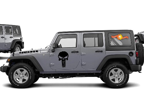 Punisher Skull Door and Hood Vinyl Decal Kit for Jeep Wrangler