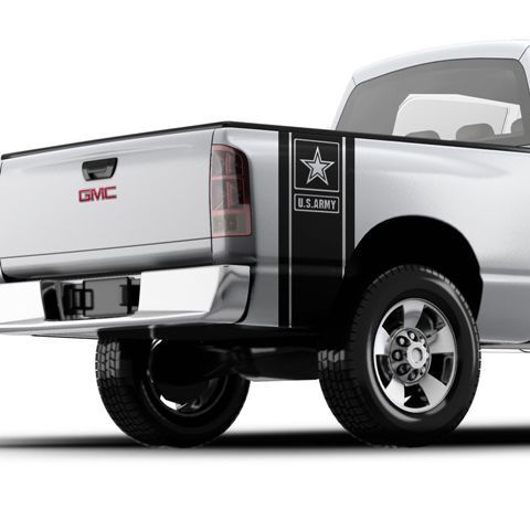 Army Star Style Pickup Truck Bed Band Vinyl Decal Set for GMC Chevy