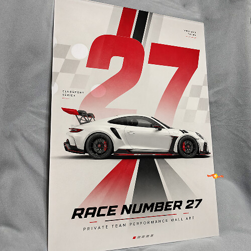 Motorsport Number Poster Glossy Acrylic Wall Art Panel