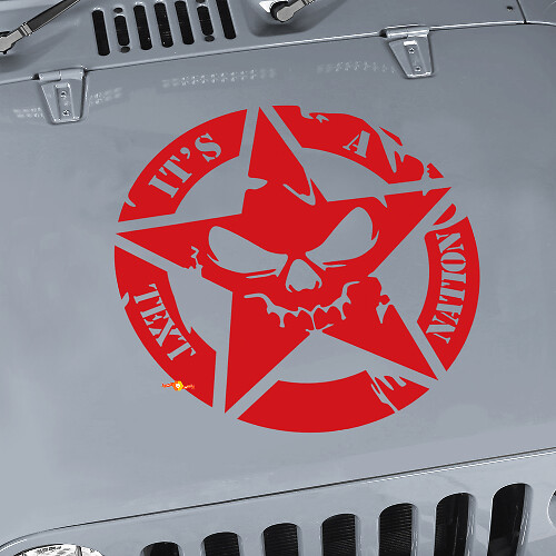 Custom Text Military Star Skull Hood Vinyl Sticker Decal for Jeep Wrangler JK CJ TJ