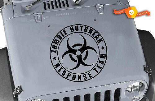 Zombie Outbreak Response Team Hood Vinyl Decal for Jeep Wrangler and CJ