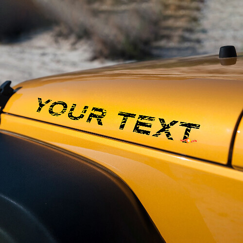 Custom Text Scrached Distressed Style Hood Vinyl Sticker Decals for Jeep Wrangler JK JL