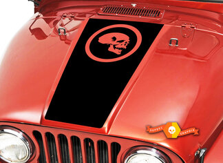 Skull Hood Blackout Vinyl Decal Sticker (14 Circle) fits: Jeep CJ 5 6 7 8