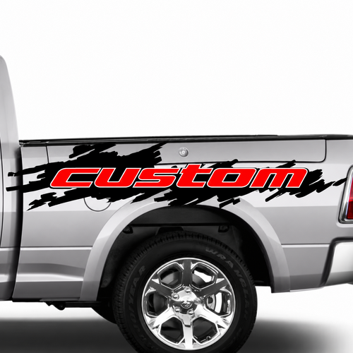 custom Two Color Grunge Splash Pair Bedside Vinyl Decal Sticker for Dodge Ram 1500