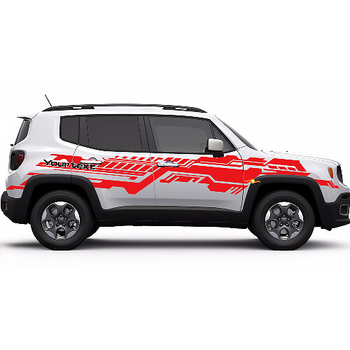 Cusctom Text Technical Graphic Stripe Vinyl Decal Sticker For Jeep Renegade