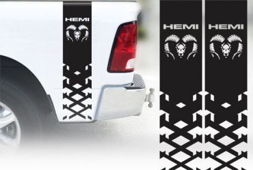Hemi Style Stripes Bedside Vinyl Decal Sticker for Dodge Ram 1500
