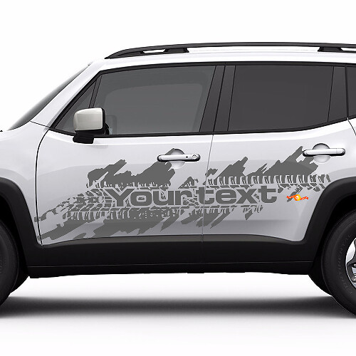 Custom Text Tire Tracks Side Splash Graphic Vinyl Decal Sticker for Jeep Renegade 