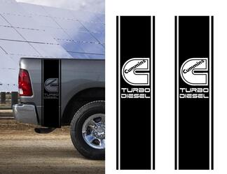 2x DECALS FOR Ram Truck CUMMINS TURBO DIESEL Bed 2 STRIPE KIT Vinyl Sticker 1