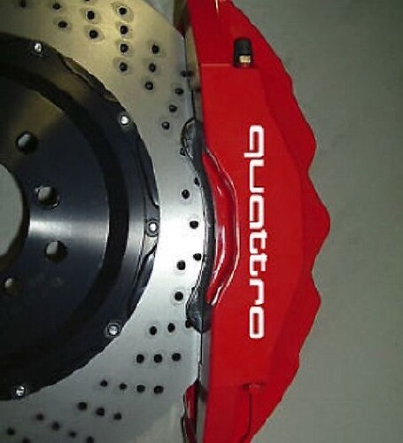 Audi Quattro Brake Caliper High Temp Vinyl Decal Set of 8