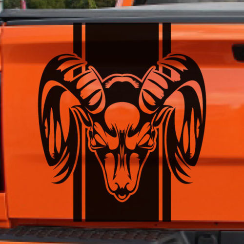 Set of 3 Ram Head Truck Bed Stripe Decals for Dodge Ram