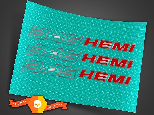 345 HEMI 5.7L Hood Decals Pair for Dodge Challenger Charger 