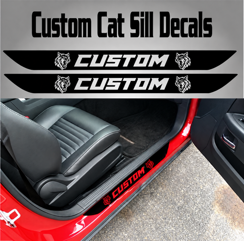 Hellcat Style Black Custom Cat Sill Pair Door Vinyl Decal Sticker for Dodge Challenger 2015-2017