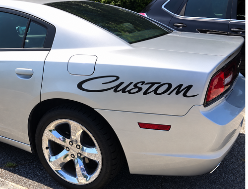 CUSTOM Script Fender Lettering Pair Rear Fender Vinyl Decal Sticker for Dodge Charger