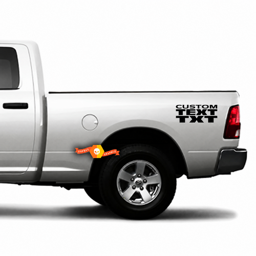 CUSTOM TEXT TXT Stacked Lettering Bedside Vinyl Decal Sticker for Dodge Ram 1500