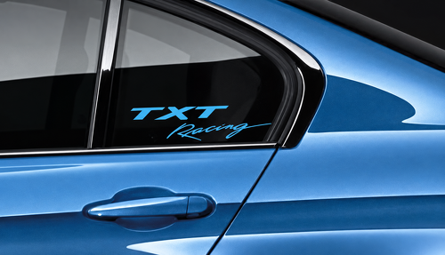TXT Racing Lettering Pair Side Window Vinyl Decal Stickers — Hellcat Style