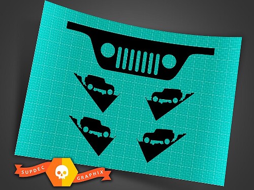 Jeep Grill Windshield Vinyl Decal Sticker for Jeep Wrangler