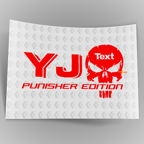 Custom Text Punisher Edition Vinyl Sticker Decal Pair for Jeep XJ