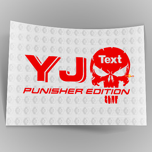 Custom Text Punisher Edition Vinyl Sticker Decal Pair for Jeep YJ