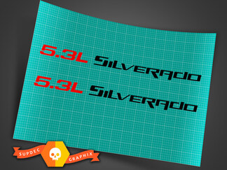 5.3L SILVERADO (1 Pair) Hood sticker decals For Chevy Silverado 14 1/2L X 3/4H