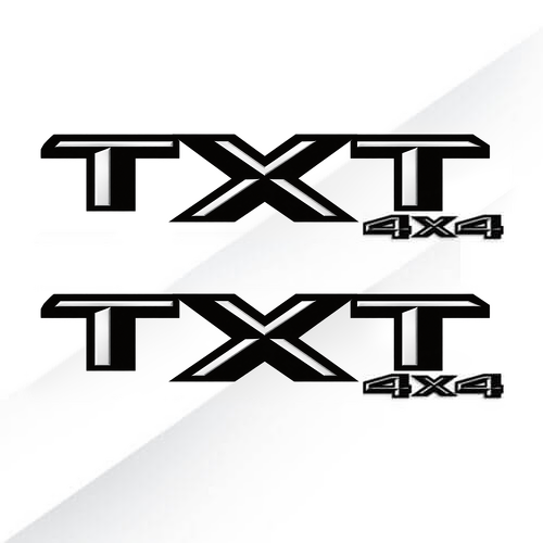TXT 4x4 Beveled Lettering Bedside Vinyl Decal Pair for Musclecar Truck XTR 2017