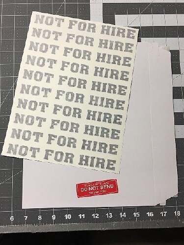 Not For Hire Vinyl Decals Set for Tow Truck, Trailer, Van or Car