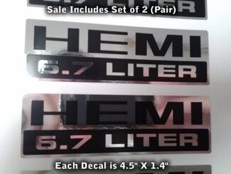 Hemi Decals 6.7 Liter Chrome Black Set X2 PAIR Stroker Diesel, NICE!