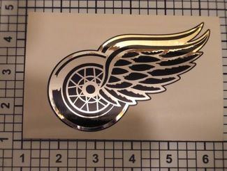 Red Wings Hockey Chrome & Black Decal Sticker NICE