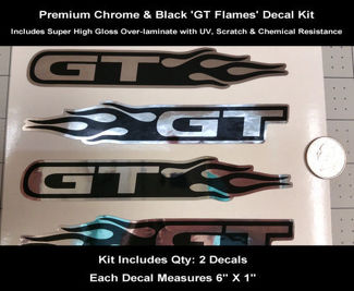 Ford Mustang GT Flames Chrome Decal Kit Pair Hood Fender 6