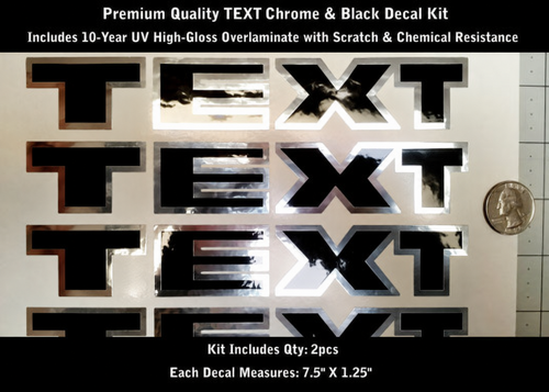 Custom Text Chrome and Black Hood Scoop Fender Decals - Pair for Dodge Ram