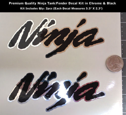 Ninja Lettering Viinyl Decal Kit Chrome 