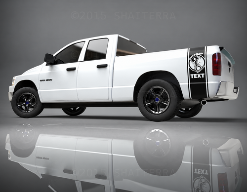 TEXT Piston Twin Pinstripe Bed Band Pair Bedside Vinyl Decal Sticker for Dodge Ram 1500