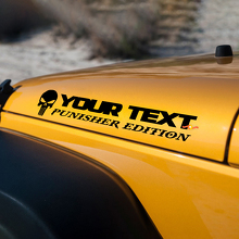 Custom Text Punisher Skull Hood Vinyl Decal Sticker for Jeep Wrangler TJ LJ JK JKU 3