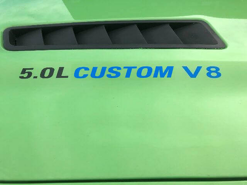 5.0L CUSTOM V8 Hood Vinyl Decal Set for Musclecar (Coyote V8)
