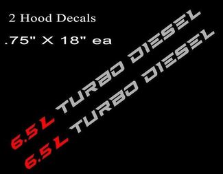 (2) 6.5L TURBO DIESEL Hood Decals Stickers Chevy Silverado GMC Sierra RD/SLV