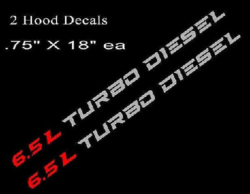 6.5L Turbo Diesel Hood Vinyl Decals for Chevy Silverado GMC Sierra