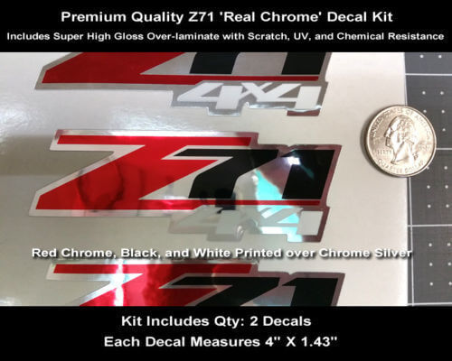 Z71 4x4 Chrome Style Vinyl Decal Kit for Chevy Silverado GMC Sierra 