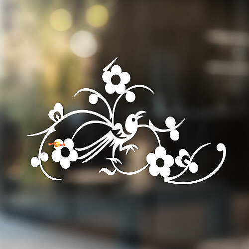 Bird and Flowers Universal Vinyl Decal Sticker