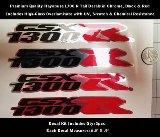  1300 R Hayabusa GSXR Tail Decal Kit 2pcs Chrome Red Black UV 0172