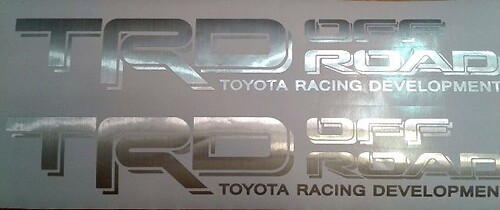 TRD Logo Chrome Style Bedside Vinyl Decal Sticker for Toyota Tacoma