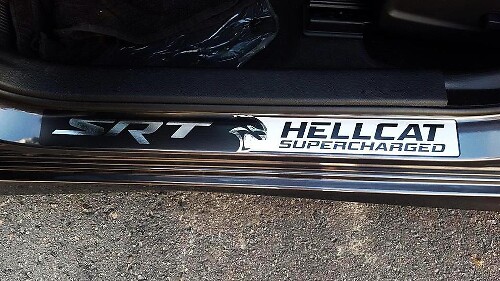 SRT Hallcat Style Door Sill Vinyl Decals  Set for Dodge Challenger Charger