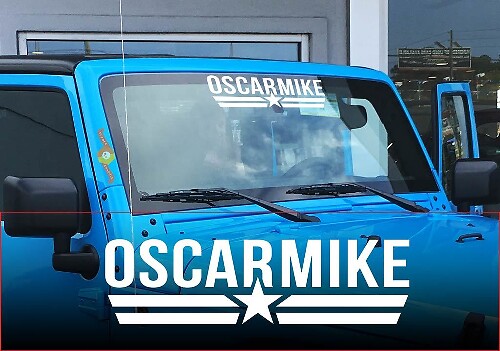Oscar Mike Windshield Banner Vinyl Decal for Jeep Wrangler