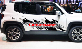 Jeep Renegade Side Splash Tire Tracks Logo Graphic Vinyl Decal Sticker 2 colors