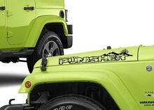  Pair Jeep Wrangler Punisher with Compass Vinyl Hood Stickers Decals TJ  JK YJ 2