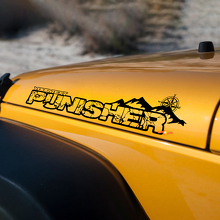  Pair Punisher with Compass Hood Vinyl Stickers Decals for Jeep Wrangler TJ JK YJ 3