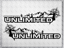 Pair Jeep Wrangler Unlimited Vinyl Hood Stickers Decals mountain compas 2