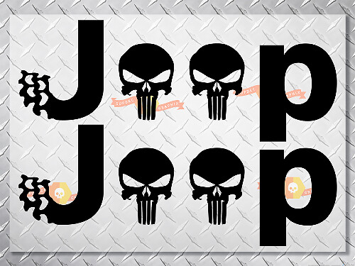 Punisher Skulls Side Bump Vinyl Decals Stickers for Jeep Wrangler