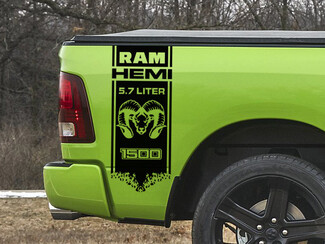 Dodge RAM 1500 Hemi 5.7 Liter 4X4 bed side Graphic decals stickers