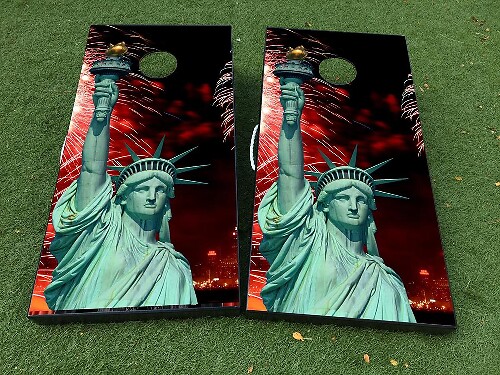 Statue of Liberty Cornhole Board Vinyl Wrap Decal Set _1
